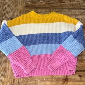 Old Navy Yellow and White Crew Neck Sweater